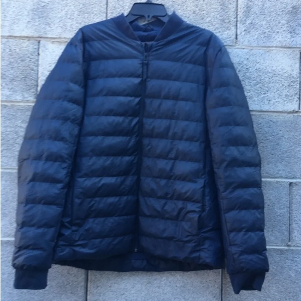 RAINS Mens Trekker Puffer Waterproof Jacket Full Zip Dark Blue Size M/L EUC - Picture 1 of 10